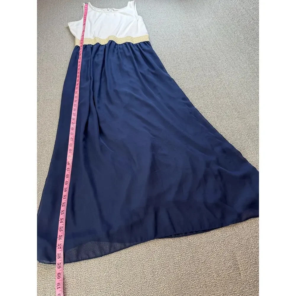 3‎ Girls Clothing Maxi Dress Sleeveless White Navy Size 3X